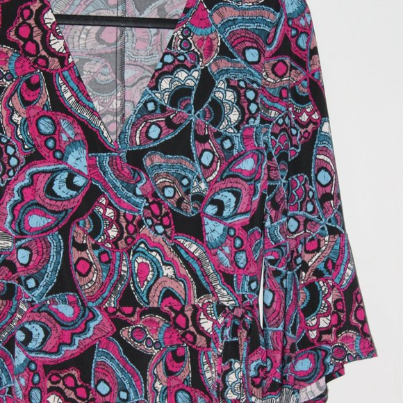 ARTIZAN by Robin Barre Funky Y2K Style Flutter Sleeve Midi Dress Size Medium - Picture 2 of 5